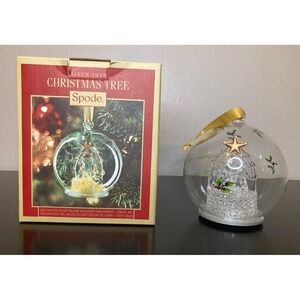 Spode Christmas Tree LED Multicolor Glass Manger Nativity  Ornament - Never Used